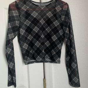 Black mesh long sleeve top